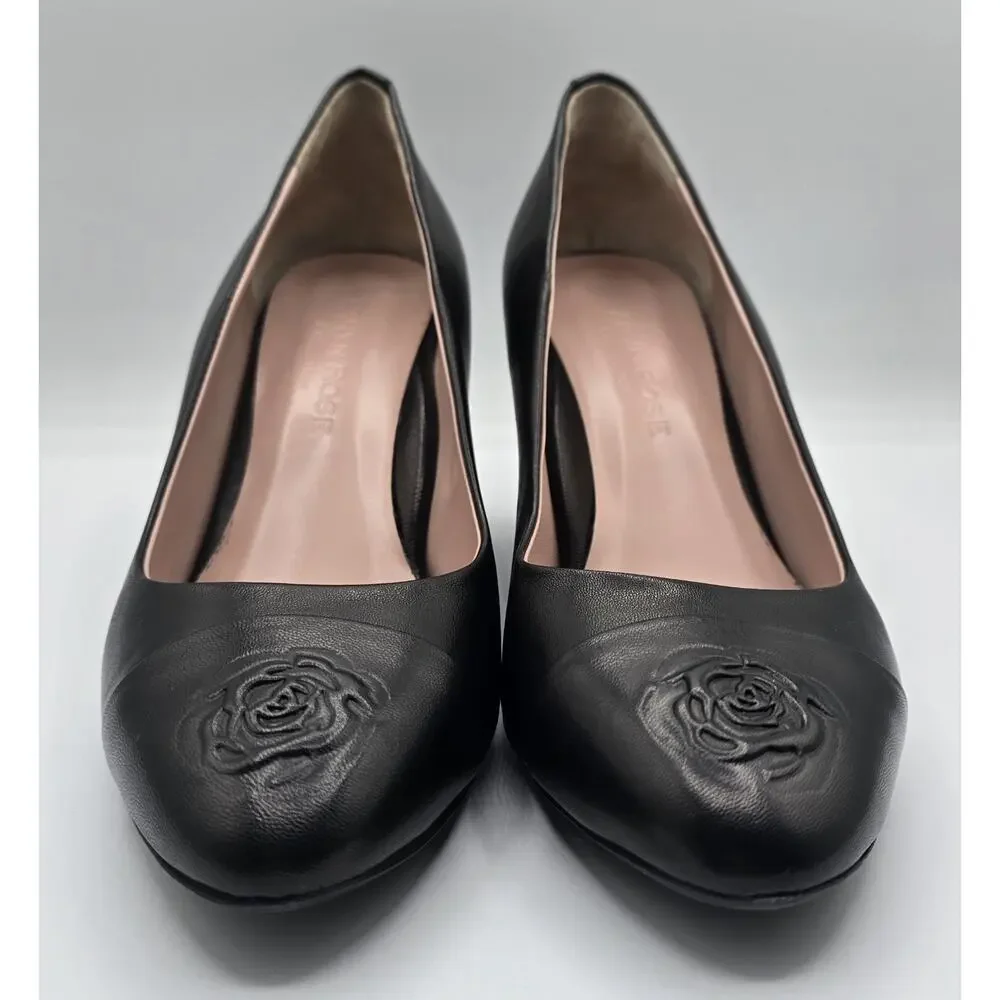Taryn Rose Black Leather Wedge Pumps